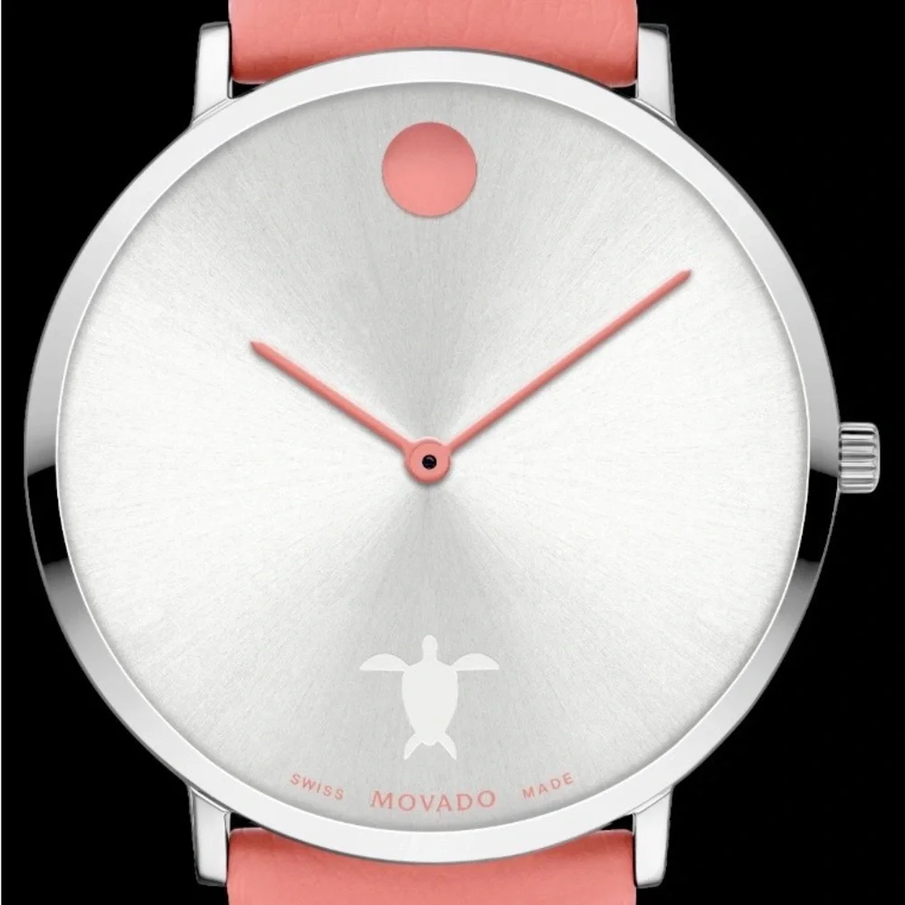 Movado Silver Case with Coral Strap - Picture 2 of 5